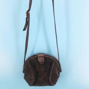 Vintage Axiom Black Leather Suede Crossbody Bag Purse Made in Korea 8"